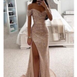 Rose Gold Sequin Formal Dress
